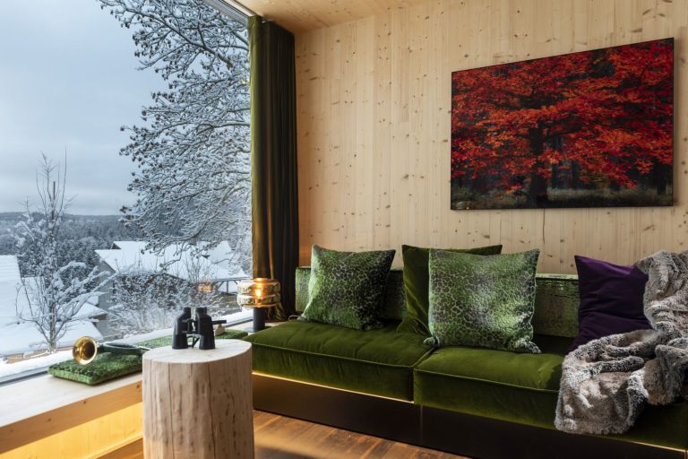 Rennsteig Chalet Toni Ferienhaus Thueringer Wald Wohnbereich mit Couch